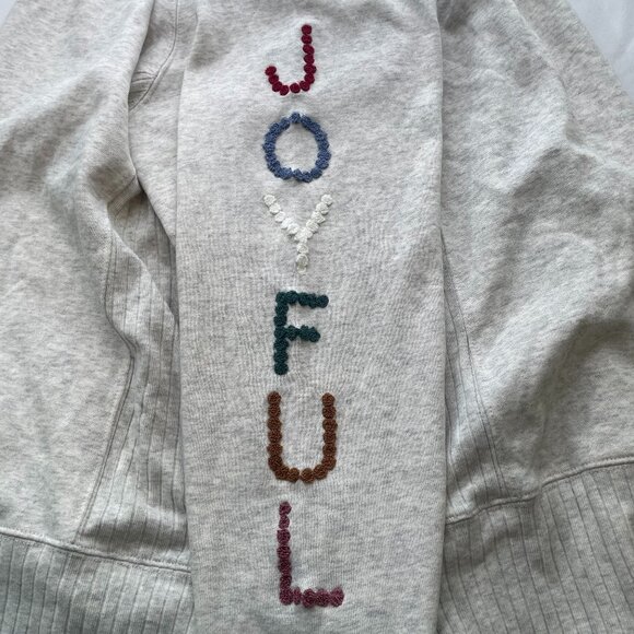 Sweatshirt 2X Gray "Joyful" Pullover Crew Top Relaxed Fit Christmas Holiday Plus - Picture 5 of 5